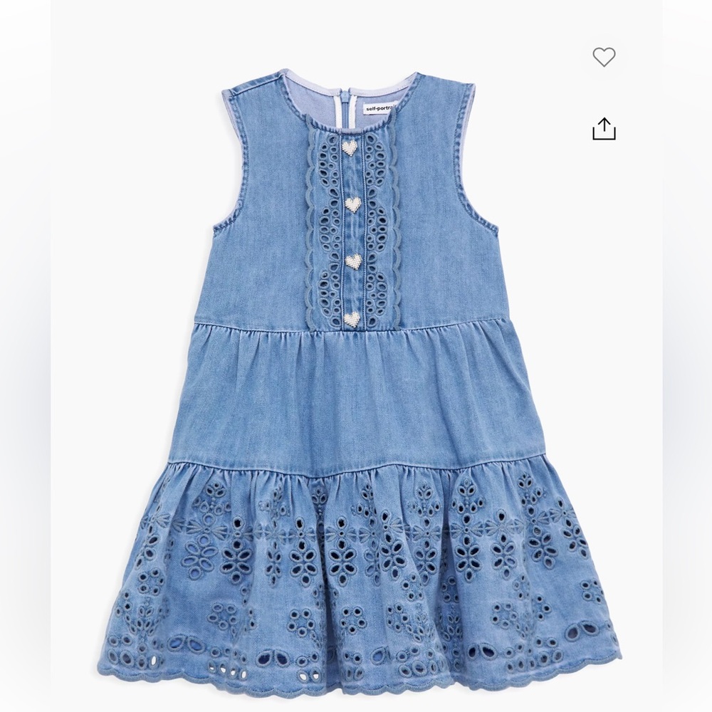 Self portrait cotton denim embrordered minidress
